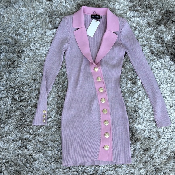 BNWOT Retrofete Mimi Pink Rib Knit Mini Dress 
Pink Marshmallow Medium - Picture 8 of 9